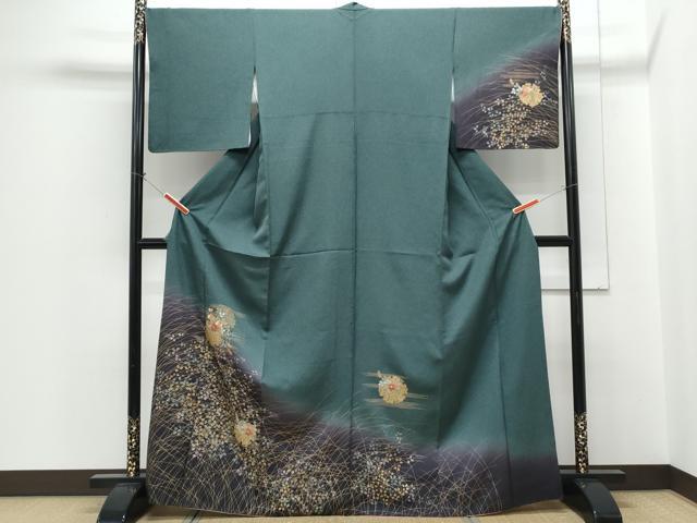 平和屋着物●訪問着　刺繍　雪輪花文　暈し染め　金彩　正絹　逸品　CABH3975th
