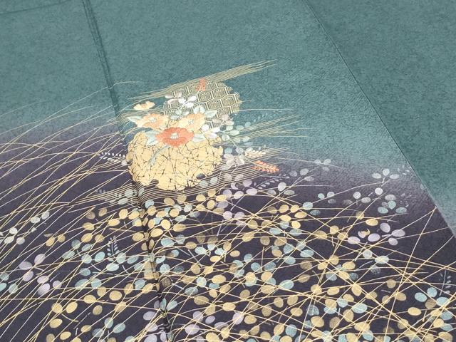 平和屋着物●訪問着　刺繍　雪輪花文　暈し染め　金彩　正絹　逸品　CABH3975th