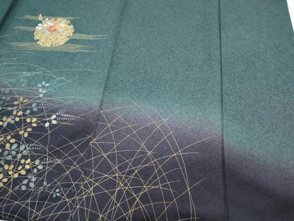 平和屋着物●訪問着　刺繍　雪輪花文　暈し染め　金彩　正絹　逸品　CABH3975th