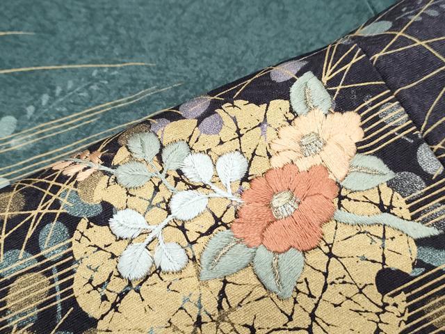 平和屋着物●訪問着　刺繍　雪輪花文　暈し染め　金彩　正絹　逸品　CABH3975th