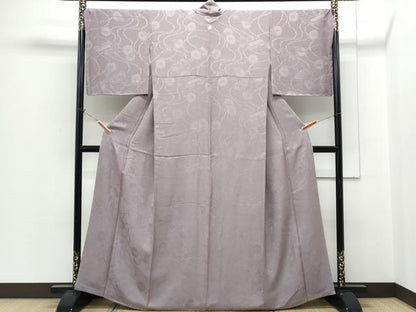 平和屋着物●上質な色無地　文箱花地紋　梅鼠色　正絹　逸品　未使用　CABH3976th