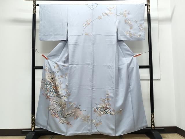 平和屋着物●訪問着　刺繍　御所車草花文　金彩　正絹　逸品　CABH3978th