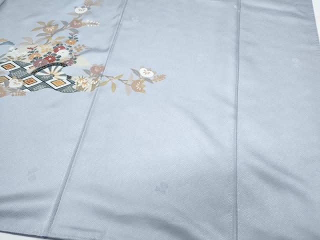平和屋着物●訪問着　刺繍　御所車草花文　金彩　正絹　逸品　CABH3978th