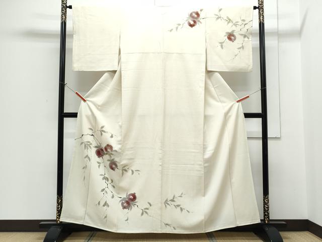 平和屋着物●訪問着　手描き　枝木の実　正絹　逸品　CABH3980th