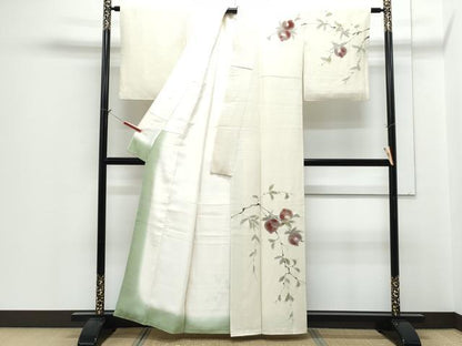 平和屋着物●訪問着　手描き　枝木の実　正絹　逸品　CABH3980th