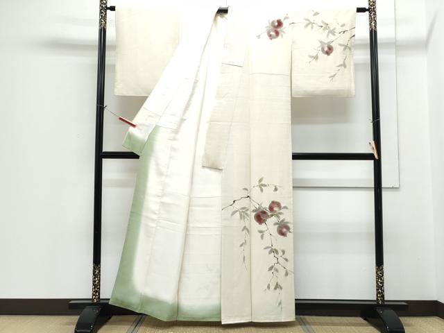 平和屋着物●訪問着　手描き　枝木の実　正絹　逸品　CABH3980th