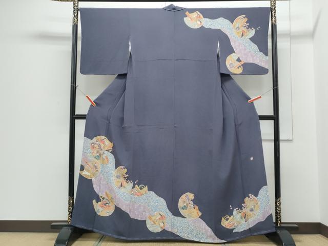 平和屋着物●訪問着　作家物　人物文　金彩　鬼しぼ縮緬　正絹　逸品　CABH3982th