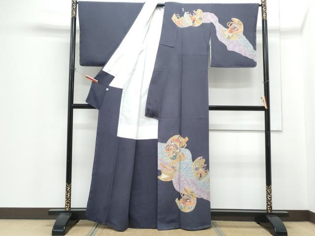 平和屋着物●訪問着　作家物　人物文　金彩　鬼しぼ縮緬　正絹　逸品　CABH3982th