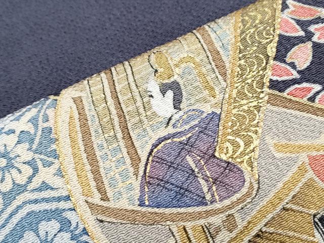 平和屋着物●訪問着　作家物　人物文　金彩　鬼しぼ縮緬　正絹　逸品　CABH3982th