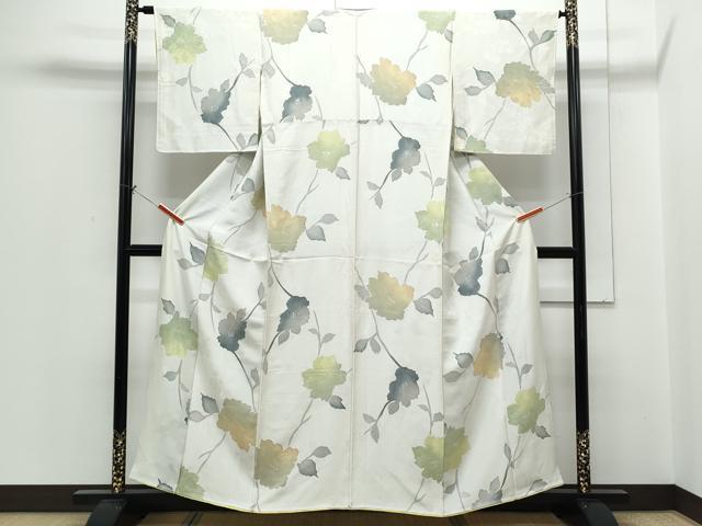 平和屋着物●上質な小紋　地紋起こし　草葉文　正絹　逸品　CABH3984th