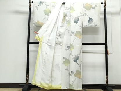 平和屋着物●上質な小紋　地紋起こし　草葉文　正絹　逸品　CABH3984th