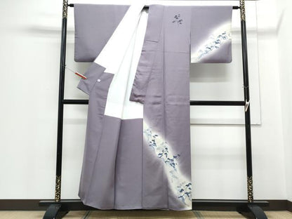 平和屋着物●京友禅作家　山科春宣　訪問着　紬地　抽象紋様　正絹　逸品　CABH3985th