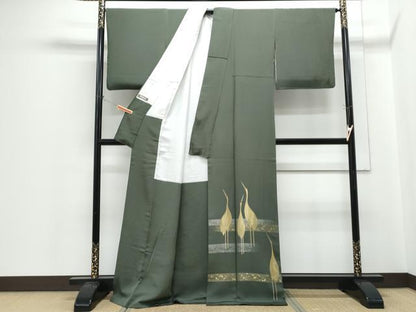平和屋着物●豪華色留袖　作家物　縫史宝織　寿光織　光琳吉祥鶴　金銀糸　正絹　逸品　CABH3986th