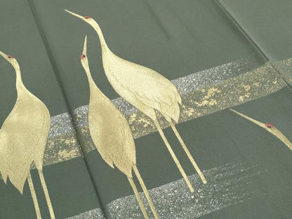 平和屋着物●豪華色留袖　作家物　縫史宝織　寿光織　光琳吉祥鶴　金銀糸　正絹　逸品　CABH3986th