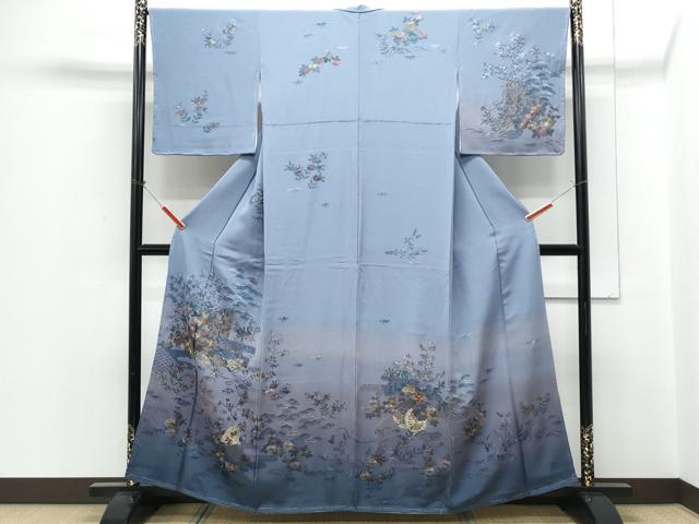 平和屋着物●中国三大刺繍　スワトウ相良刺繍　総刺繍　訪問着　翠山刺繍　花車几帳文　暈し染め　金糸　正絹　逸品　CABH3988th