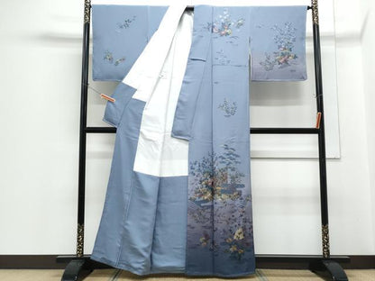 平和屋着物●中国三大刺繍　スワトウ相良刺繍　総刺繍　訪問着　翠山刺繍　花車几帳文　暈し染め　金糸　正絹　逸品　CABH3988th
