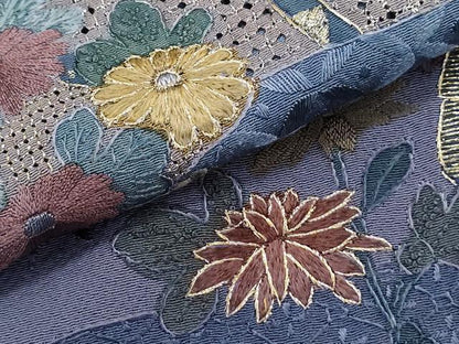平和屋着物●中国三大刺繍　スワトウ相良刺繍　総刺繍　訪問着　翠山刺繍　花車几帳文　暈し染め　金糸　正絹　逸品　CABH3988th