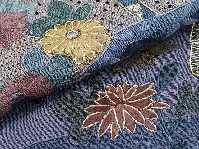 平和屋着物●中国三大刺繍　スワトウ相良刺繍　総刺繍　訪問着　翠山刺繍　花車几帳文　暈し染め　金糸　正絹　逸品　CABH3988th