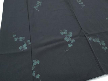 平和屋着物●上質な小紋　草葉文　黒地　金彩　正絹　逸品　CABH3991th