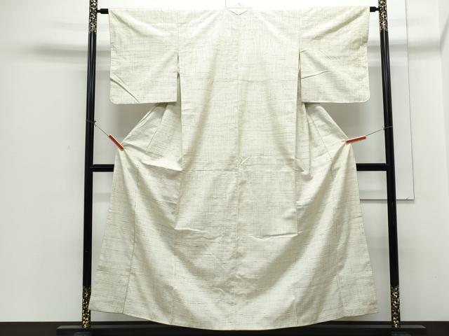 平和屋着物●上質な紬　格子文　正絹　逸品　CABH3997th