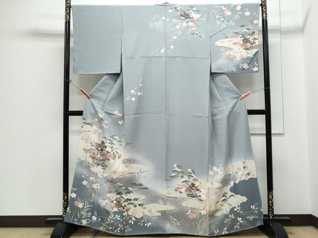 平和屋着物●訪問着　友禅　風景花文　暈し染め　正絹　逸品　未使用　CABH3999th