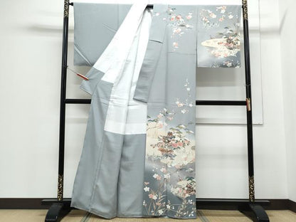 平和屋着物●訪問着　友禅　風景花文　暈し染め　正絹　逸品　未使用　CABH3999th