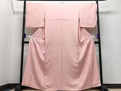 平和屋着物■上質な色無地　舞花地紋　珊瑚色　正絹　逸品　CABH4016xe