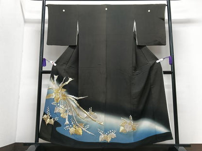 平和屋着物■豪華黒留袖　鳳凰　暈し染め　金銀彩　正絹　逸品　CABH4018xe