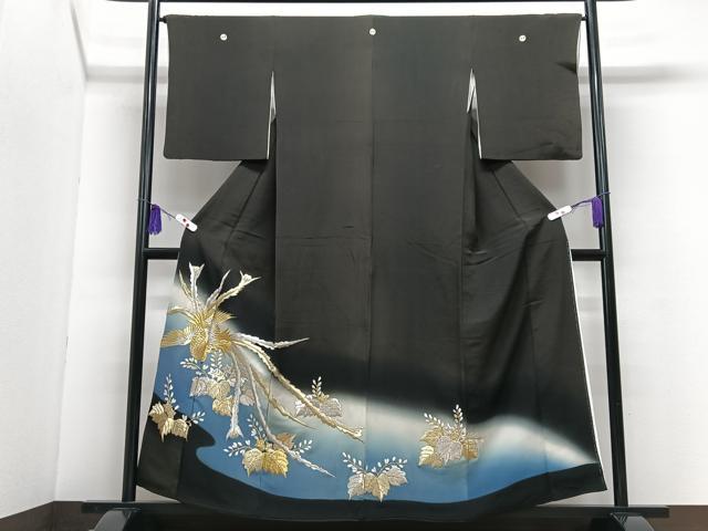 平和屋着物■豪華黒留袖　鳳凰　暈し染め　金銀彩　正絹　逸品　CABH4018xe