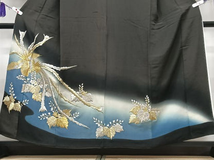 平和屋着物■豪華黒留袖　鳳凰　暈し染め　金銀彩　正絹　逸品　CABH4018xe