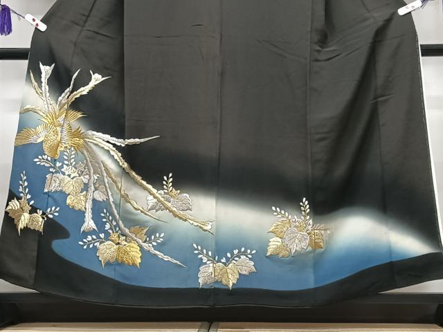 平和屋着物■豪華黒留袖　鳳凰　暈し染め　金銀彩　正絹　逸品　CABH4018xe