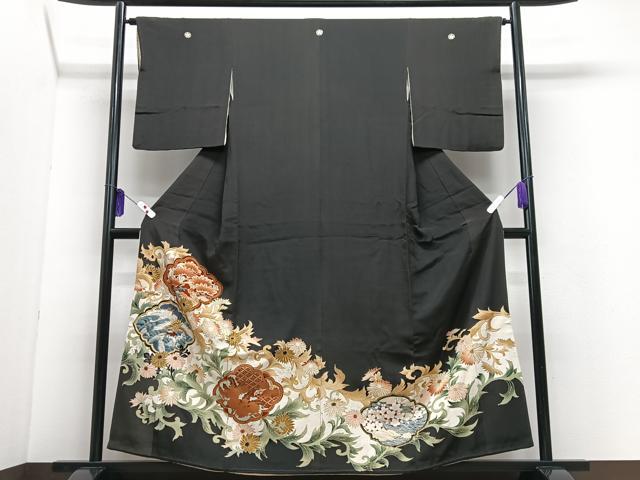 平和屋着物■豪華黒留袖　花鳥文　正絹　逸品　CABH4023xe