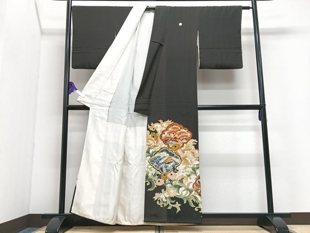 平和屋着物■豪華黒留袖　花鳥文　正絹　逸品　CABH4023xe