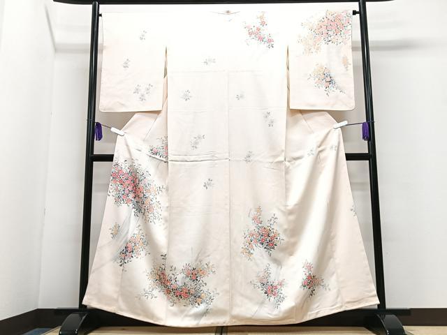 平和屋着物■訪問着　手描き　草花文　正絹　逸品　CABH4024xe