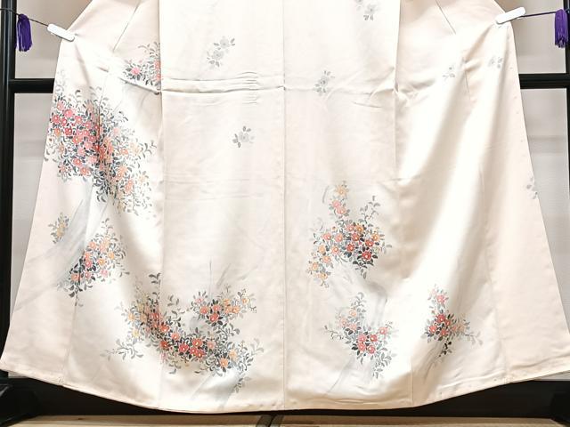 平和屋着物■訪問着　手描き　草花文　正絹　逸品　CABH4024xe