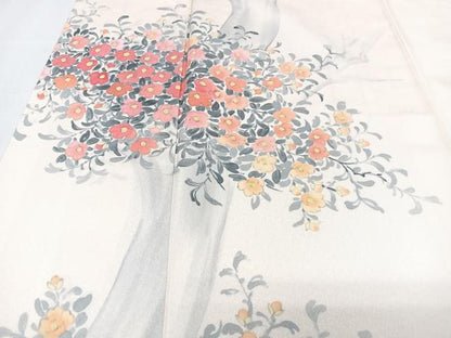 平和屋着物■訪問着　手描き　草花文　正絹　逸品　CABH4024xe