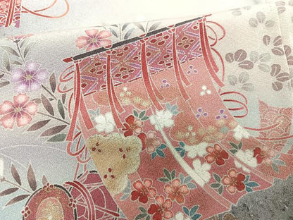 平和屋着物■訪問着　扇面几帳花文　暈し染め　正絹　逸品　CABH4027xe