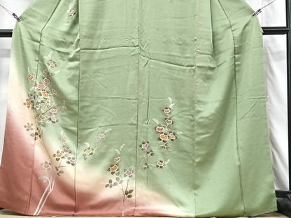 平和屋着物■訪問着　駒刺繍　枝花文　橘　暈し染め　金彩　正絹　逸品　CABH4040xe