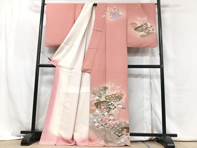 平和屋着物■訪問着　地紙花鳥文　暈し染め　正絹　逸品　CABH4048xe