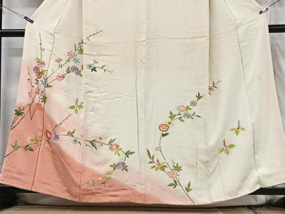 平和屋着物■訪問着　刺繍　枝花文　正絹　逸品　CABH4053xe