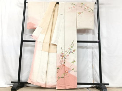 平和屋着物■訪問着　刺繍　枝花文　正絹　逸品　CABH4053xe