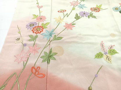 平和屋着物■訪問着　刺繍　枝花文　正絹　逸品　CABH4053xe