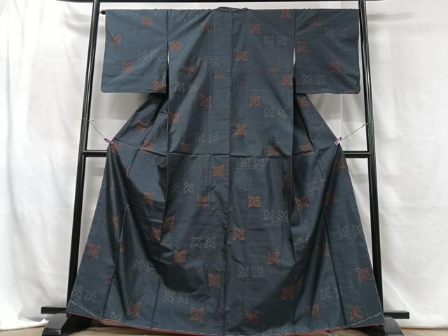 平和屋着物■本場大島紬　舞葉文　正絹　逸品　CABH4058xe