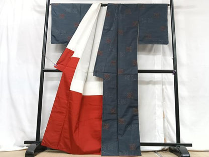 平和屋着物■本場大島紬　舞葉文　正絹　逸品　CABH4058xe
