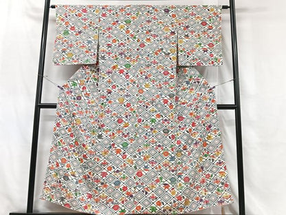 平和屋着物■上質な小紋　菱花文　正絹　逸品　CABH4066xe
