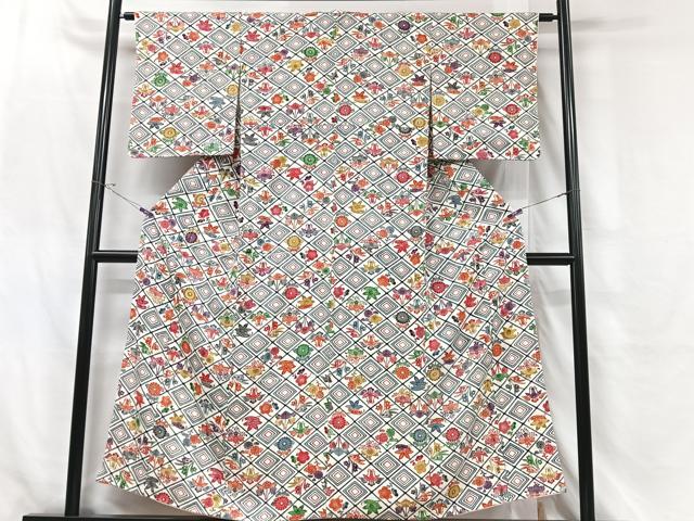 平和屋着物■上質な小紋　菱花文　正絹　逸品　CABH4066xe