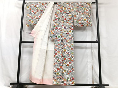 平和屋着物■上質な小紋　菱花文　正絹　逸品　CABH4066xe