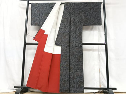 平和屋着物■本場大島紬　更紗花文　正絹　逸品　CABH4068xe