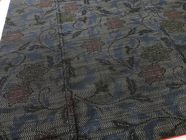 平和屋着物■本場大島紬　更紗花文　正絹　逸品　CABH4068xe