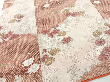 平和屋着物■上質な小紋　雲取り草花文　正絹　逸品　未使用　CABH4073xe